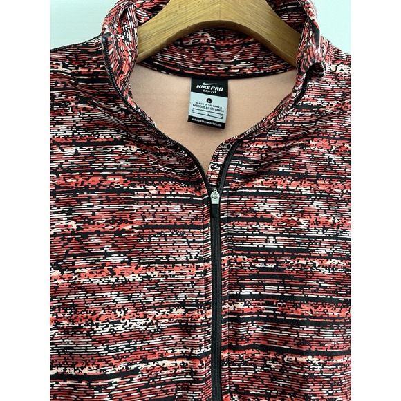 Nike Women's Long Sleeve Red Black Space Dri Fit Dye Half Zip Pull Over Large - Picture 4 of 7